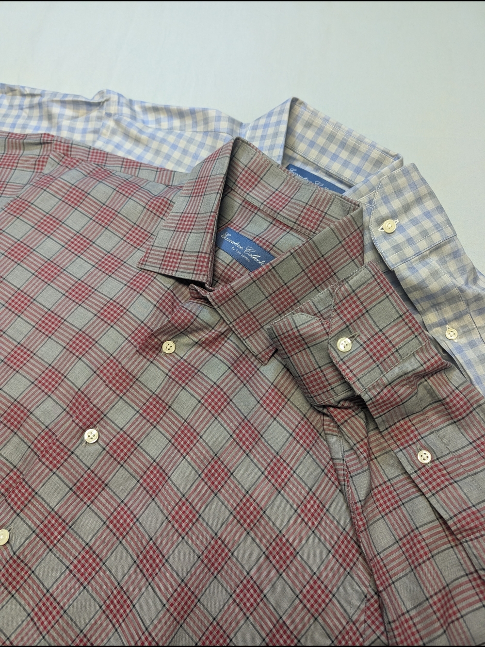 Lot of 2 Custom Executive Collection by Tom James Men's XL Dress Shirts